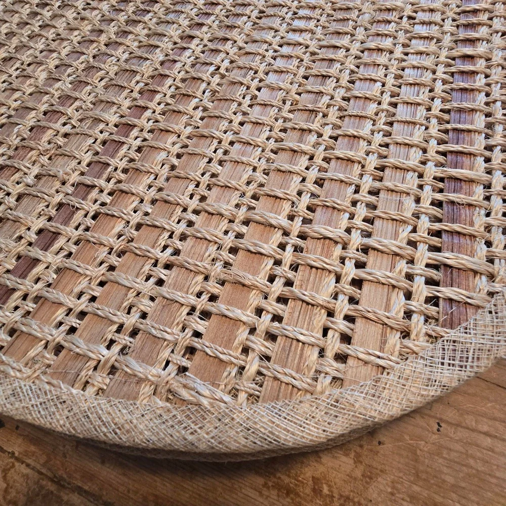 Vintage Woven Rattan Placemats Set 5 Tan Brown Oval Boho Bamboo Table Mats